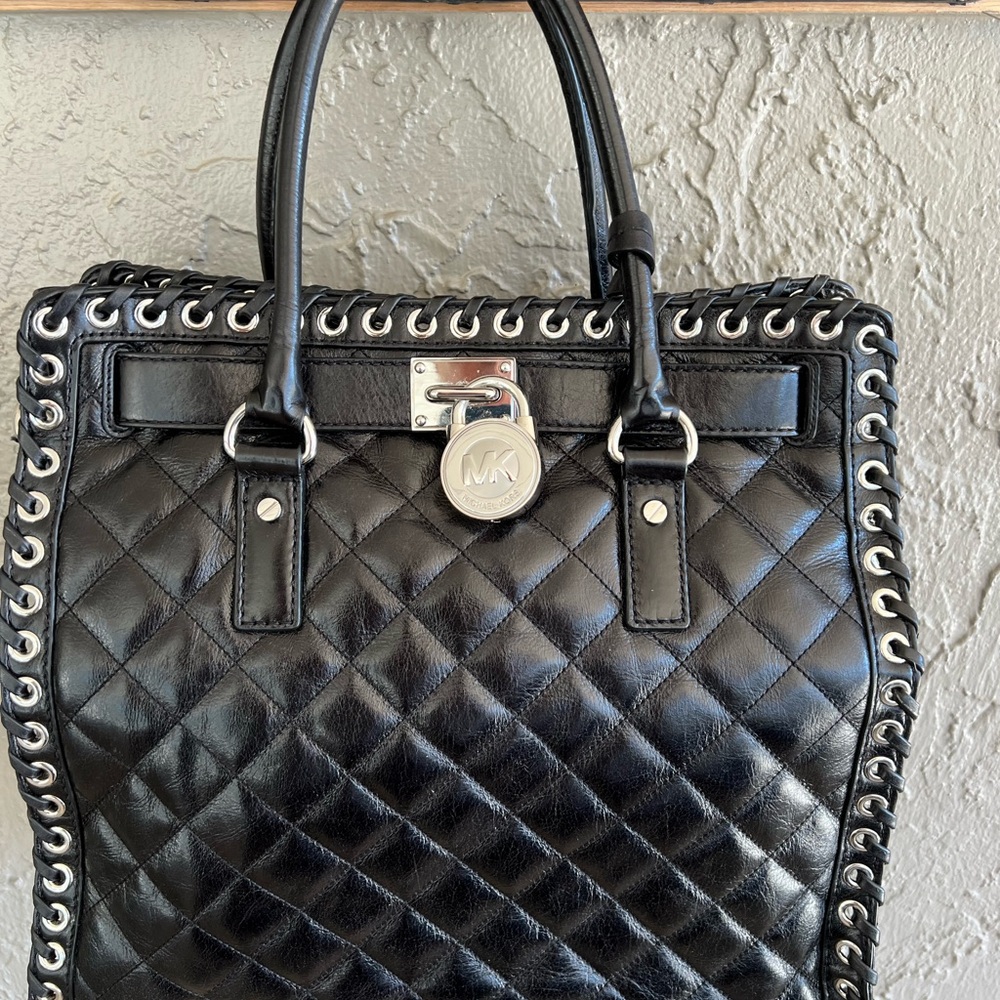 Michael Kors Black Quilted Shoulder Bag with Silver Accents - Picture 5 of 9